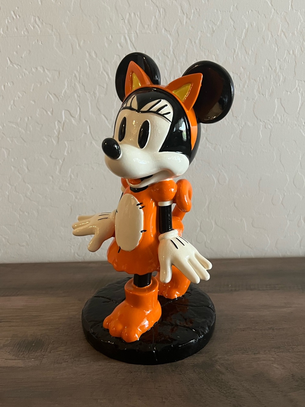 Disney Orange & Black Minnie Mouse in Kitty Cat Costume Halloween Figurine